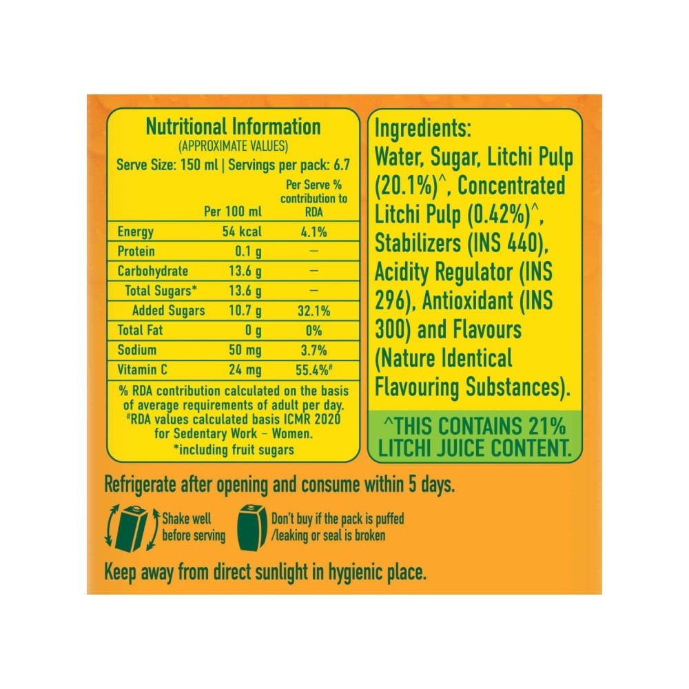 Real Fruit Power Litchi Juice - 1 ltr