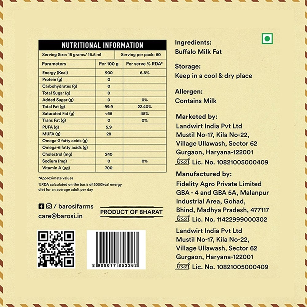 Barosi A2 Buffalo Ghee