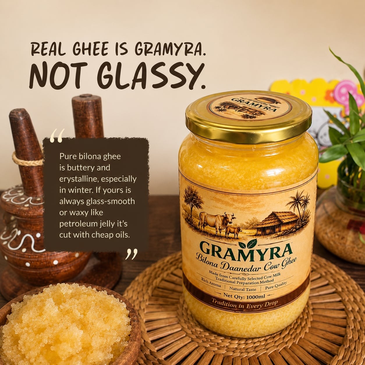 Gramyra Bilona Daanedar Cow Ghee