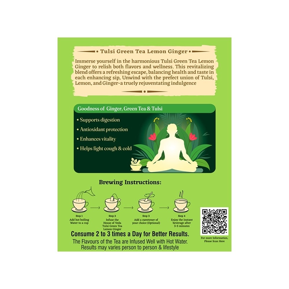 House of Veda Organic Lemon Ginger Green Tea Bags