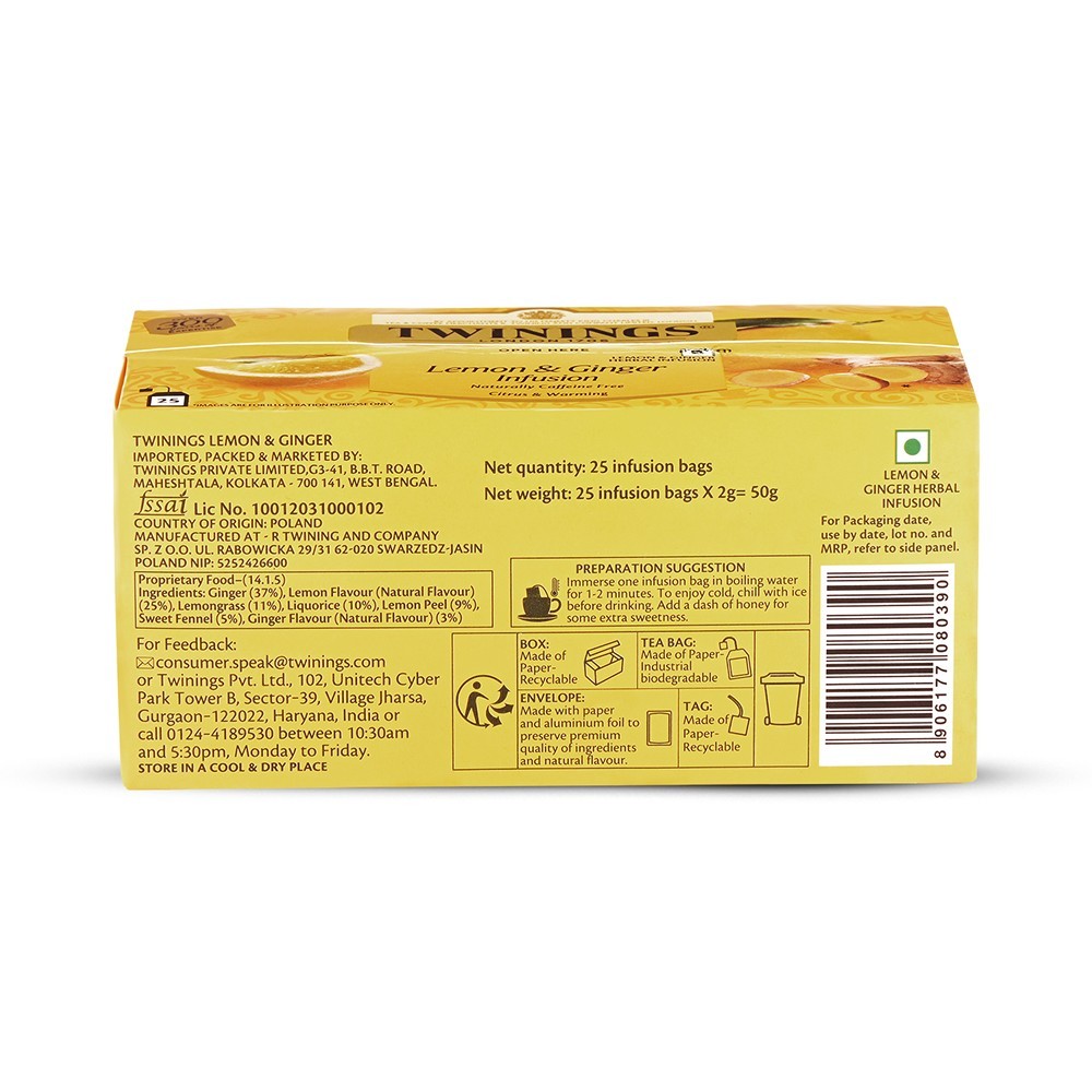 Twinings Lemon & Ginger Herbal Infusion Bags
