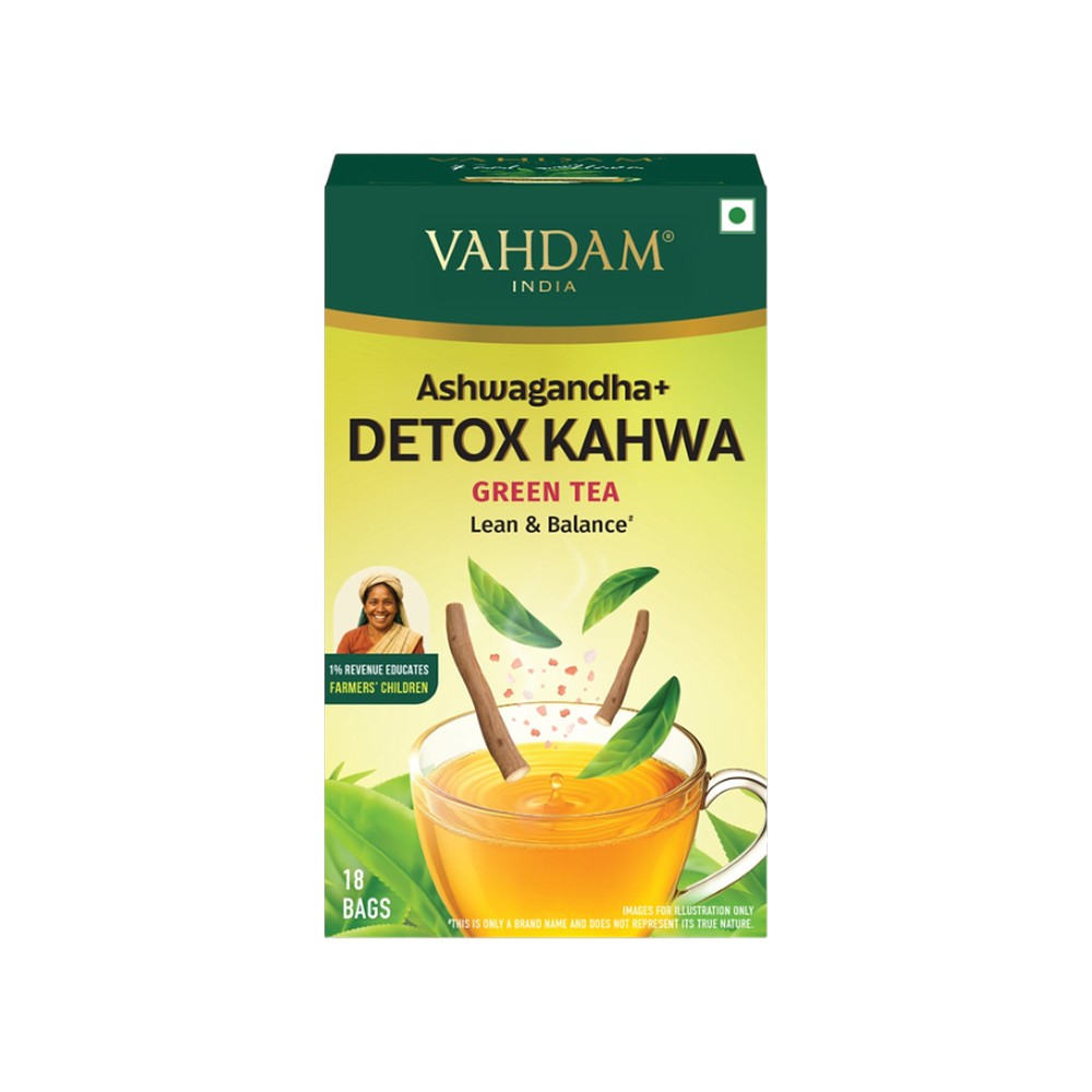 Vahdam Ashwagandha+ Detox Kahwa Green Tea Bags