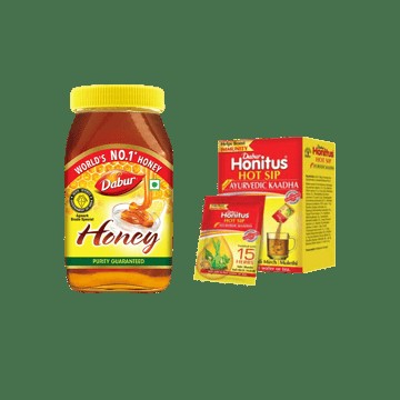 Dabur Honey - World's No.1 Honey Brand (No Sugar Adulteration) + Honitus Hot Sip Ayurvedic Kaadha Combo