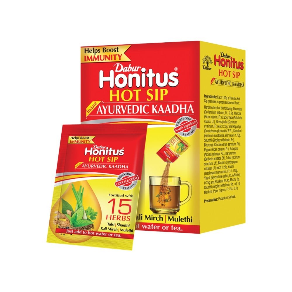 Dabur Honey - World's No.1 Honey Brand (No Sugar Adulteration) + Honitus Hot Sip Ayurvedic Kaadha Combo