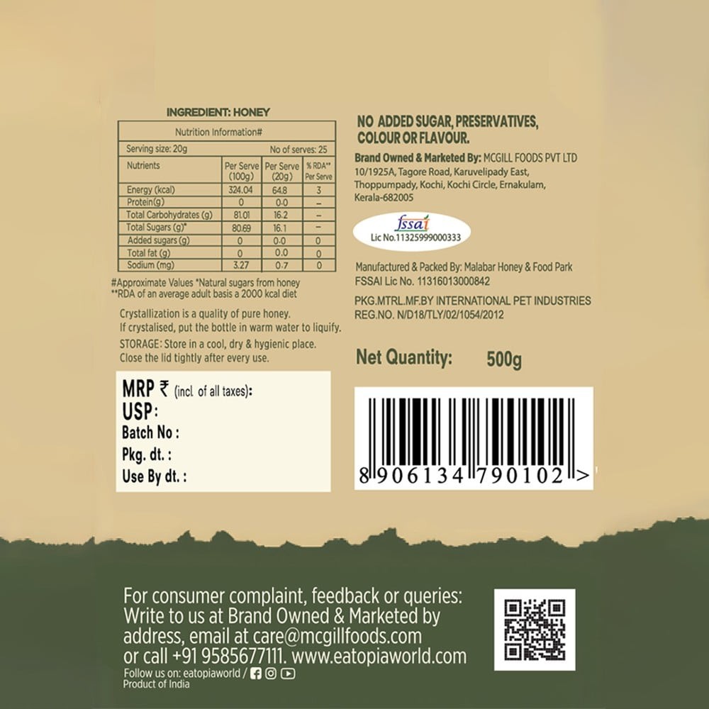Eatopia Multifloral Nectar Farmer's Harvest Honey