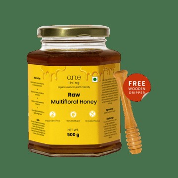 One Living Raw Multifloral Honey with Wooden Dripper