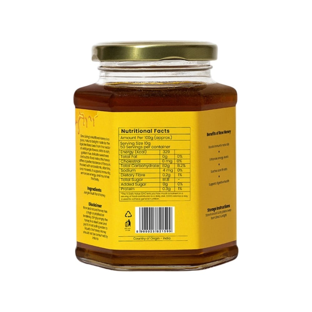 One Living Raw Multifloral Honey with Wooden Dripper