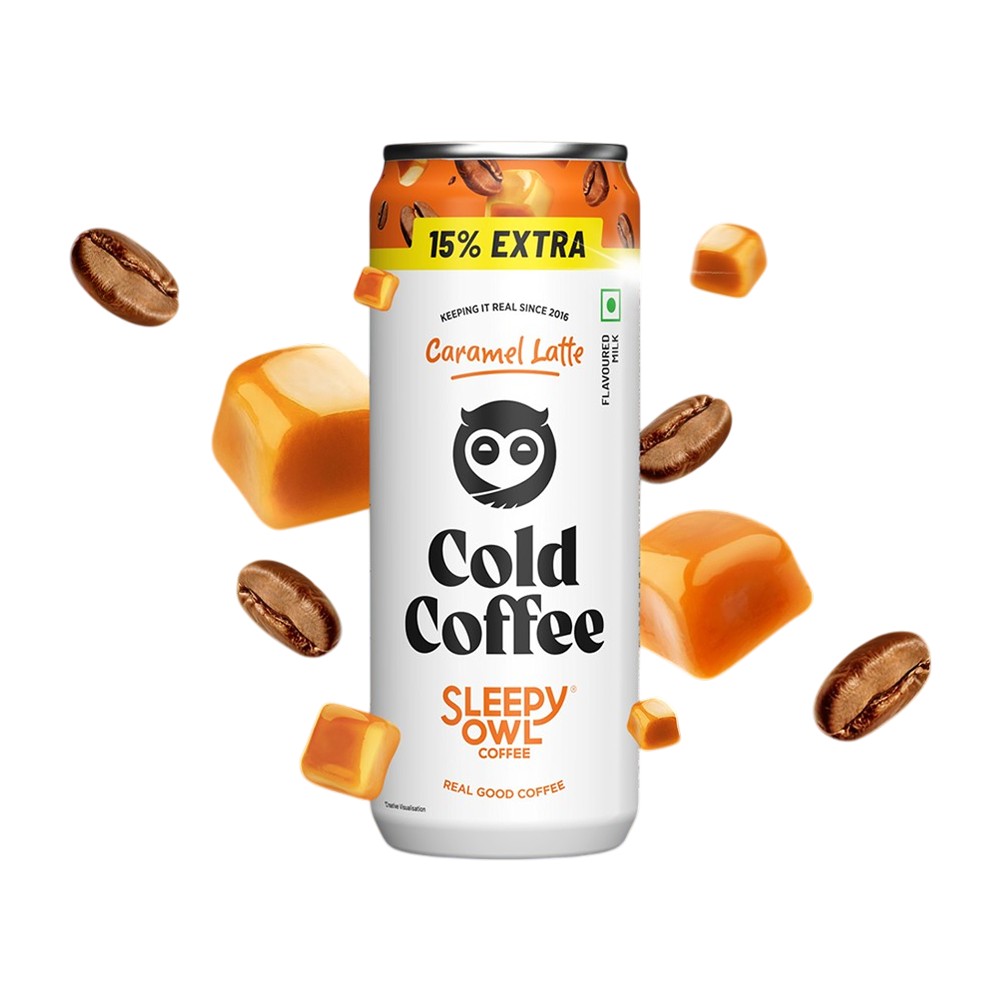 Sleepy Owl Caramel Latte Cold Coffee Can