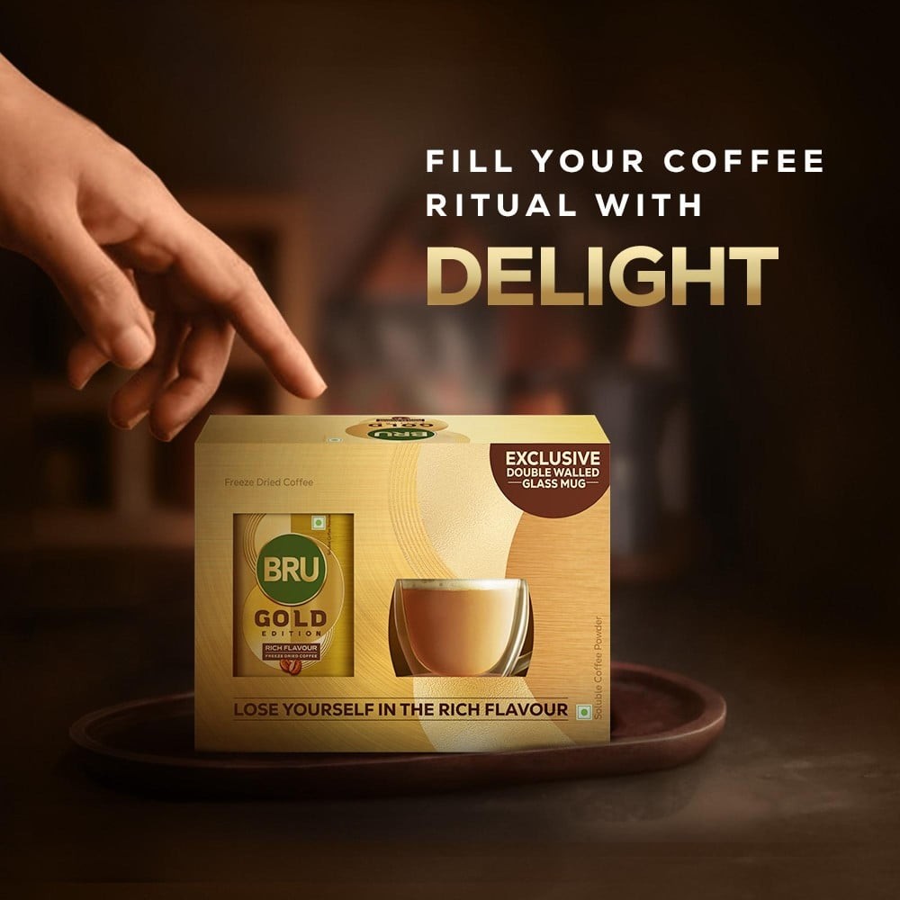 Bru Gold Premium Instant Coffee - Free Glass Mug