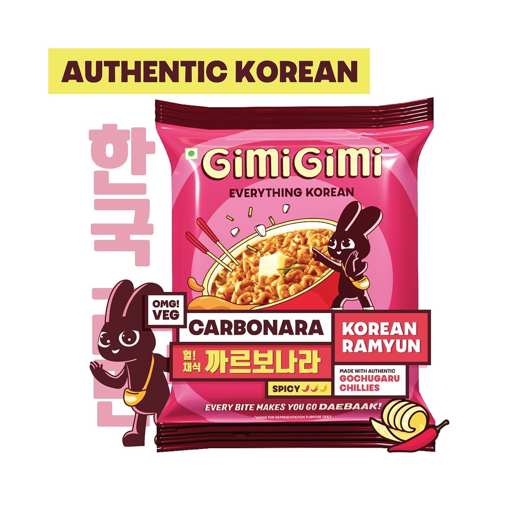 Gimi Gimi Veg Carbonara - Korean Ramen Instant Noodles
