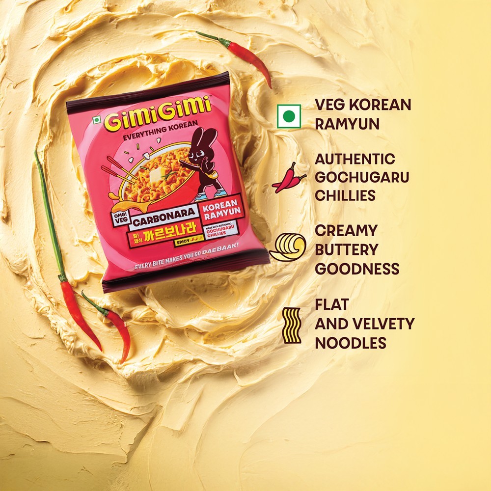 Gimi Gimi Veg Carbonara - Korean Ramen Instant Noodles