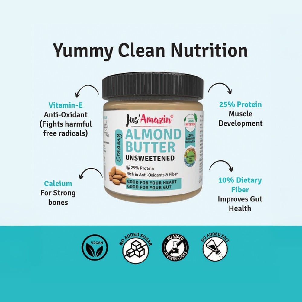 Jus'Amazin Creamy Unsweetened Almond Butter