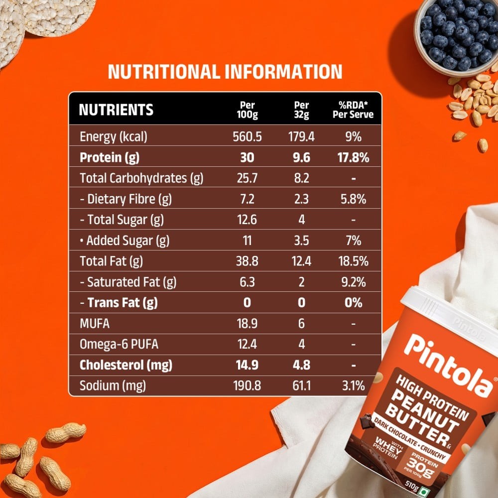 Pintola High Protein Dark Chocolate Crunchy Peanut Butter