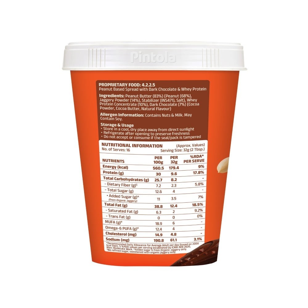 Pintola High Protein Dark Chocolate Crunchy Peanut Butter