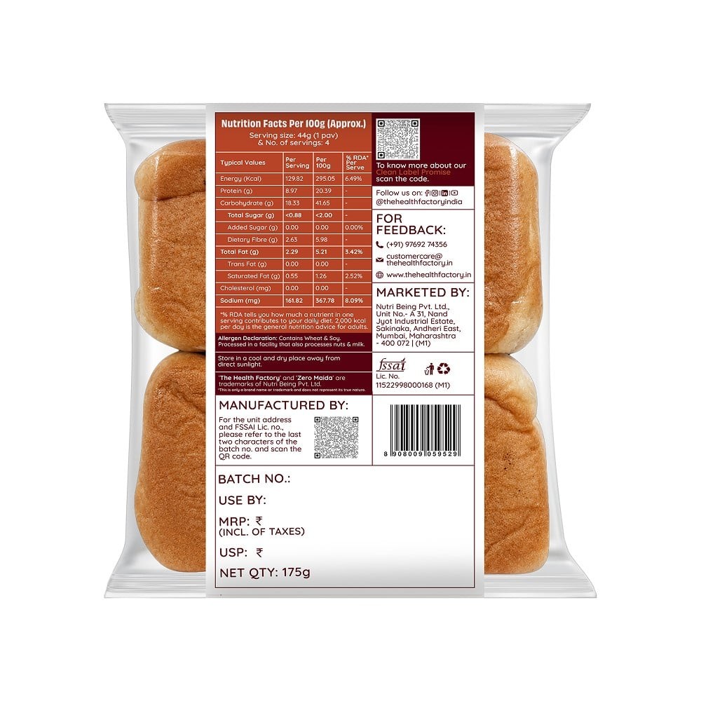 The Health Factory Zero Maida Protein Bombay Pav