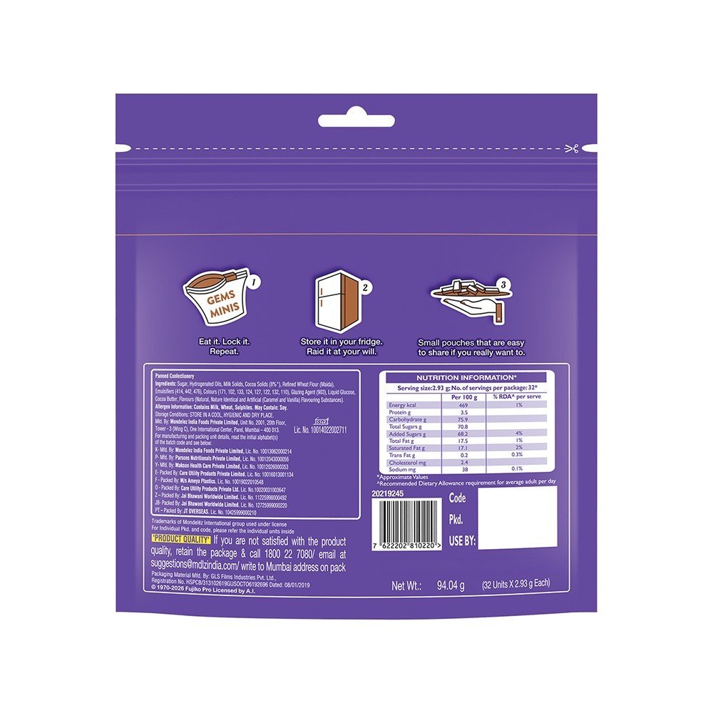 Cadbury Gems Mini Treats Shaped Chocolate Pack