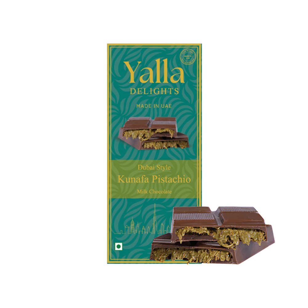 Yalla Delights Pistachio Kunafa Chocolate Bar