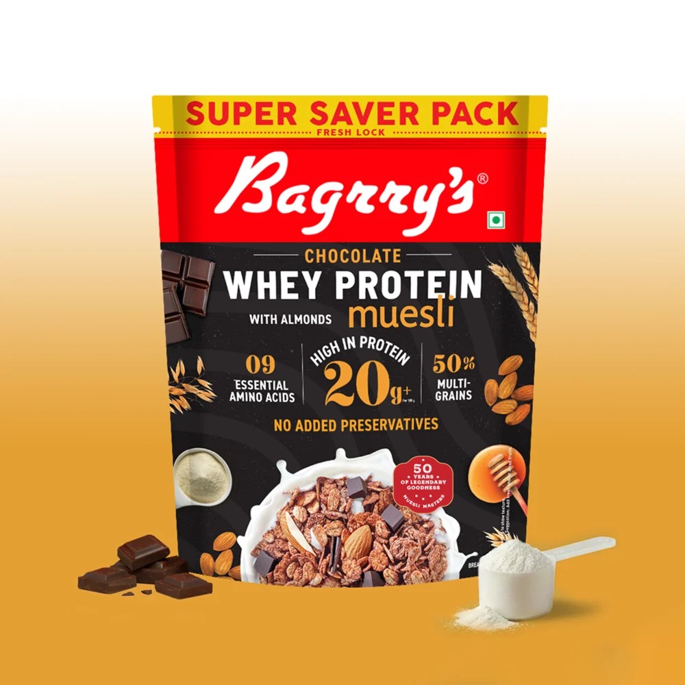 Bagrry's Chocolate Whey Protein With Almond Muesli