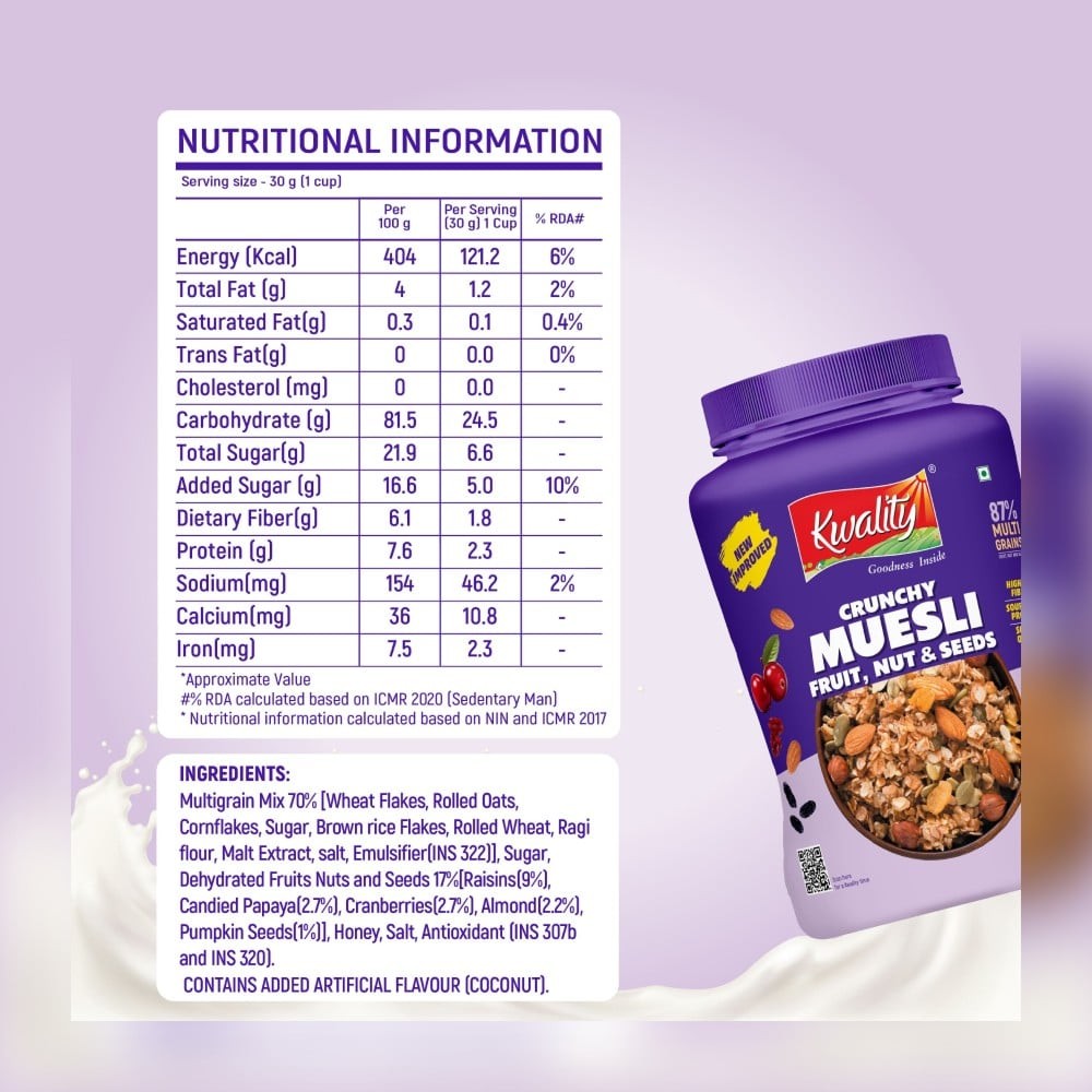 Kwality Crunchy Muesli Fruit, Nut & Seeds
