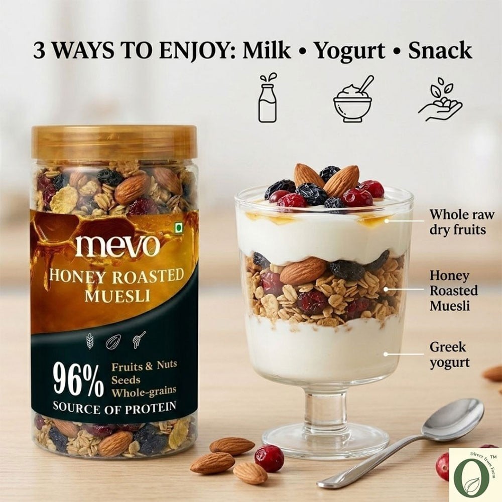 Mevo Muesli with 96% Fruits, Nuts & Seeds