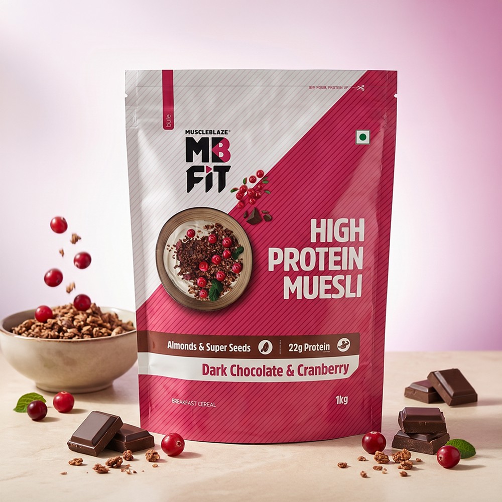 MuscleBlaze High Protein Muesli (Dark Chocolate & Cranberry)