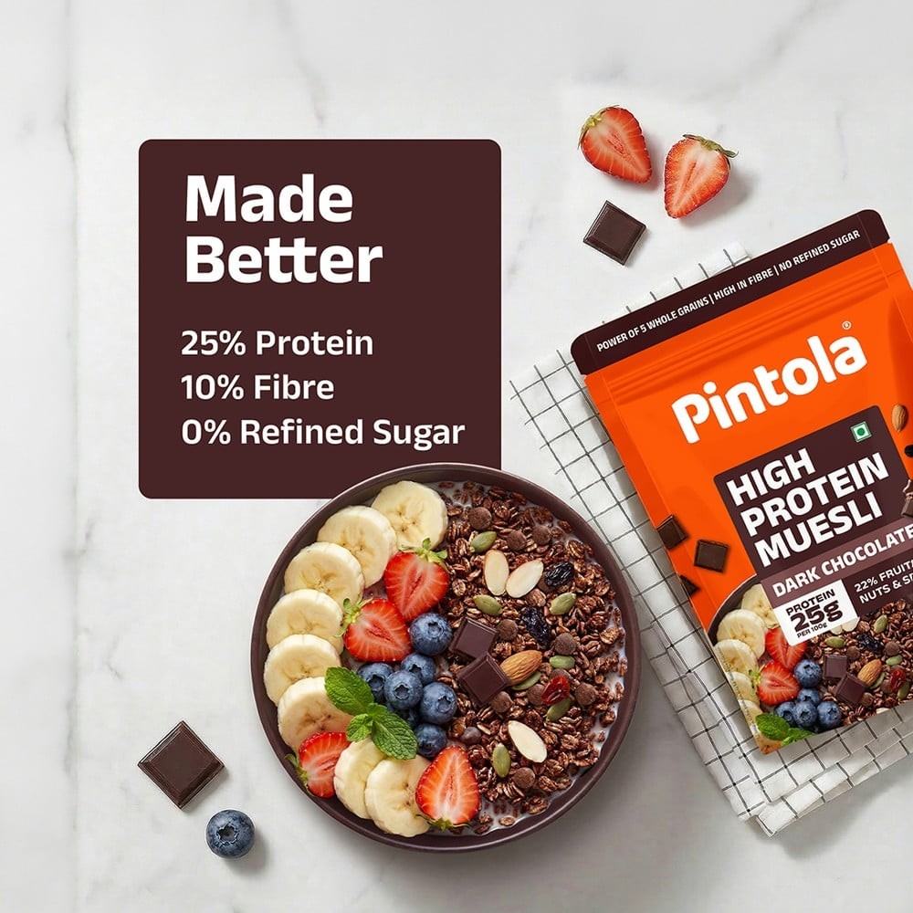 Pintola 25g High Protein Muesli Dark Chocolate & Cranberry
