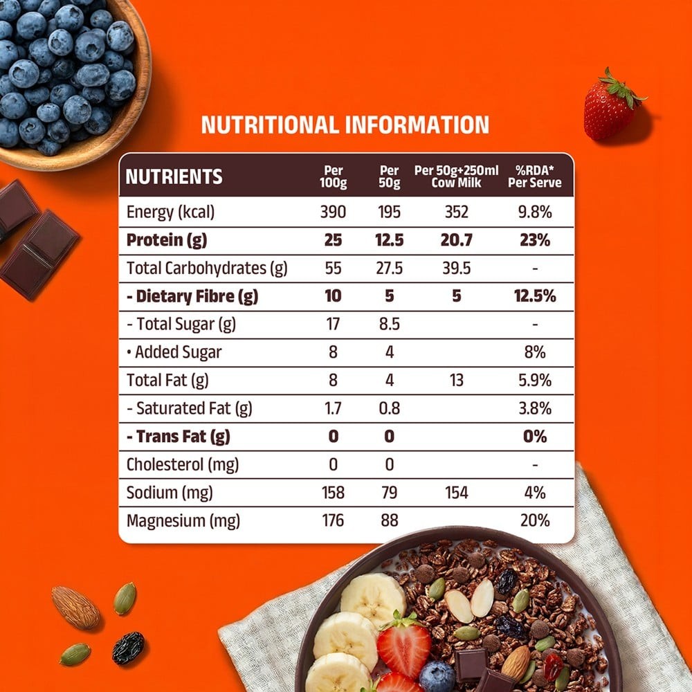 Pintola 25g High Protein Muesli Dark Chocolate & Cranberry