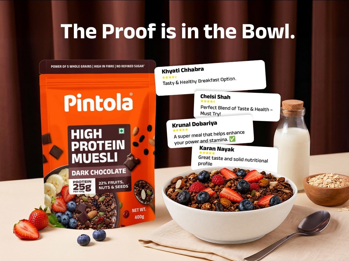 Pintola 25g High Protein Muesli Dark Chocolate & Cranberry