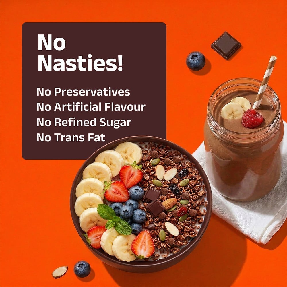 Pintola High Protein Muesli With Dark Chocolate and Cranberry 25g Protein, No Refined Sugar