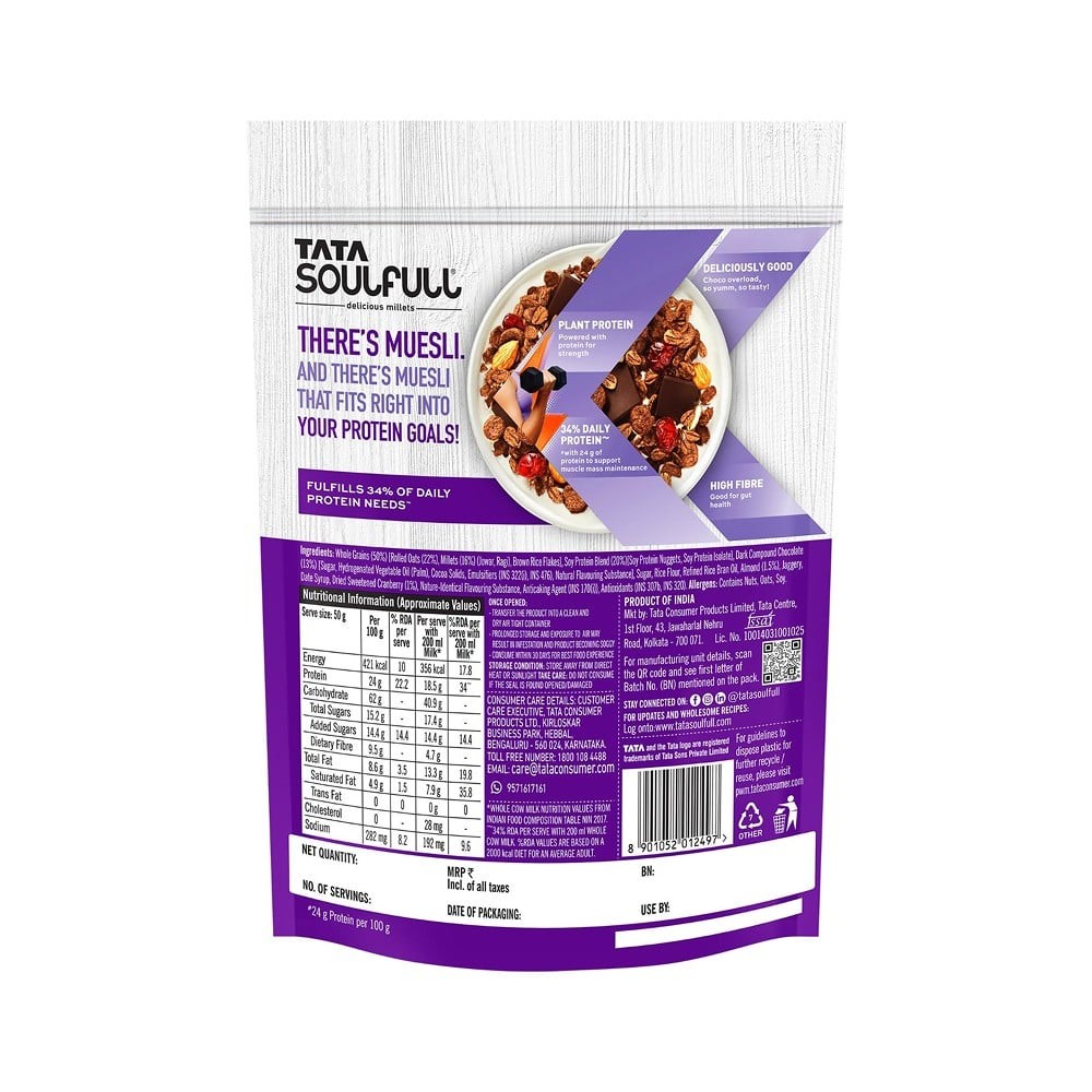 Tata Soulfull Millet Hi Protein Muesli Dark Choco
