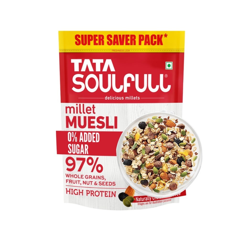 Tata Soulfull Millet Muesli With 0% Added Sugar, 97% Wholegrains Cereal