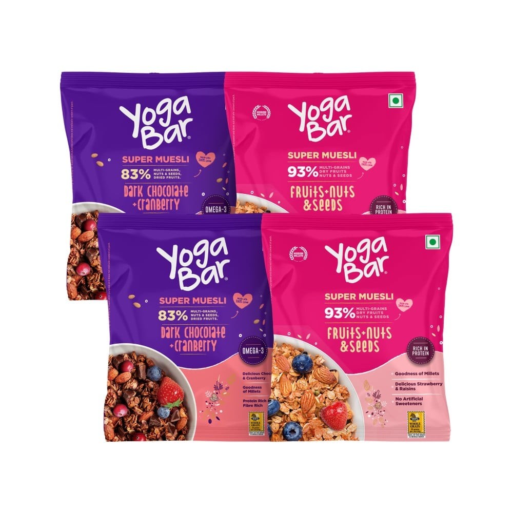 Yoga Bar Dark Chocolate + Cranberry & Fruit + Nuts & Seeds Muesli