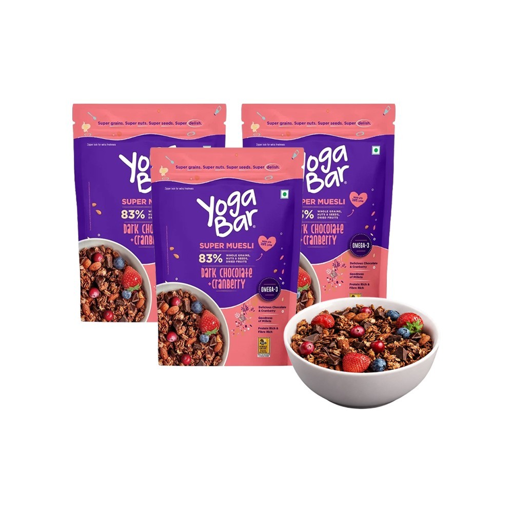 Yoga Bar Dark Chocolate & Cranberry Muesli - Pack of 3