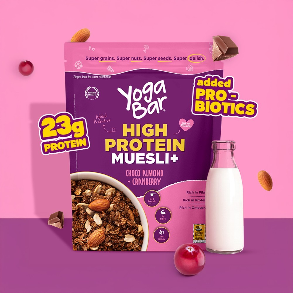Yoga Bar High Protein Muesli Choco Almond & Cranberry with Probiotics - Pack of 2