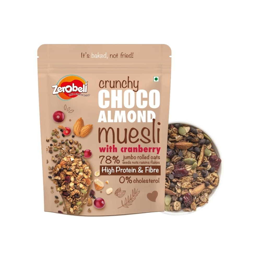Zerobeli Crunchy Choco Almond Muesli with Cranberry