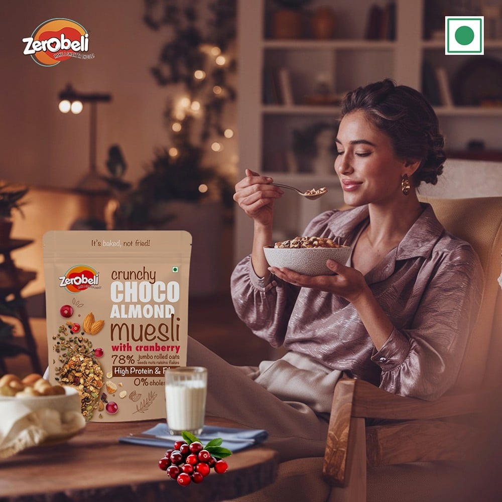 Zerobeli Crunchy Choco Almond Muesli with Cranberry