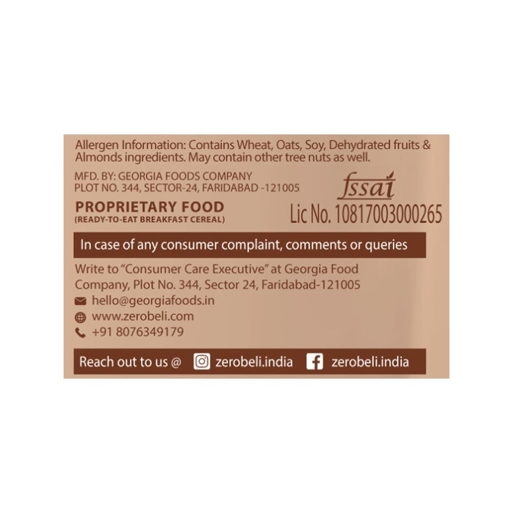 Zerobeli Crunchy Choco Almond Muesli with Cranberry