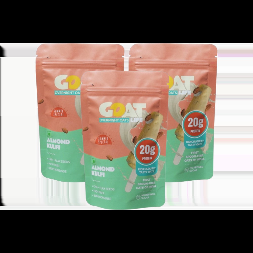 GOAT Life High Protein Overnight Instant Oats Almond Kulfi - Pack of 3