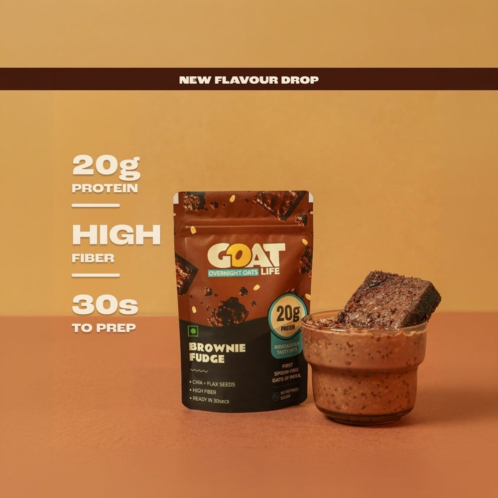 GOAT Life High Protein Overnight Instant Oats Brownie Fudge