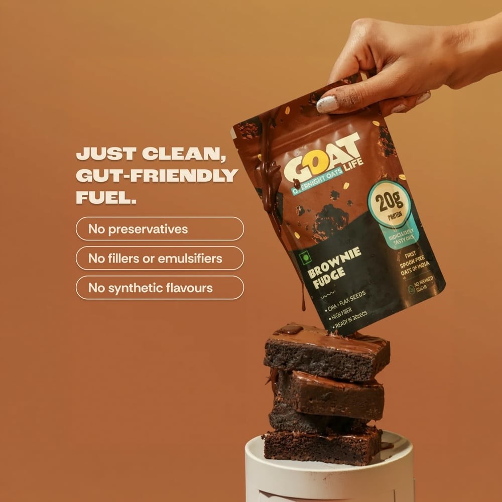 GOAT Life High Protein Overnight Instant Oats Brownie Fudge
