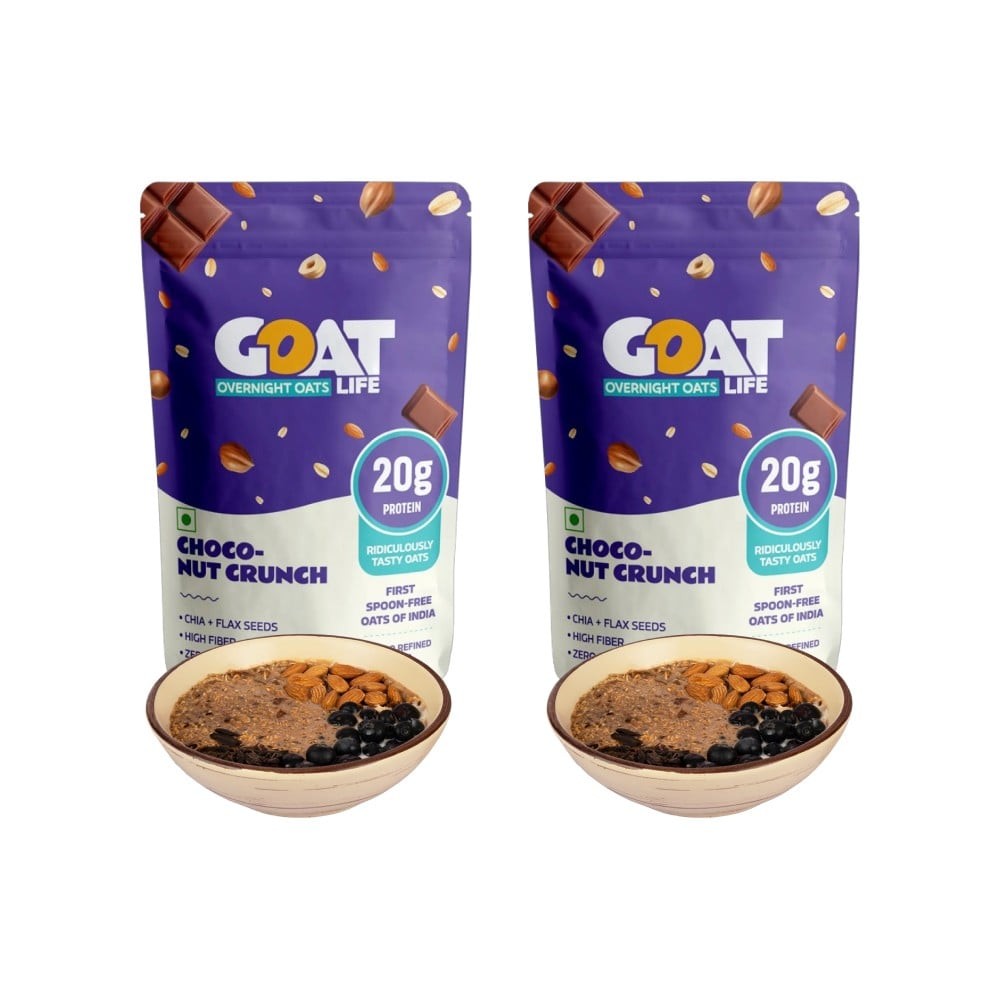 GOAT Life High Protein Overnight Instant Oats Choco-Nut Crunch - Pack of 2