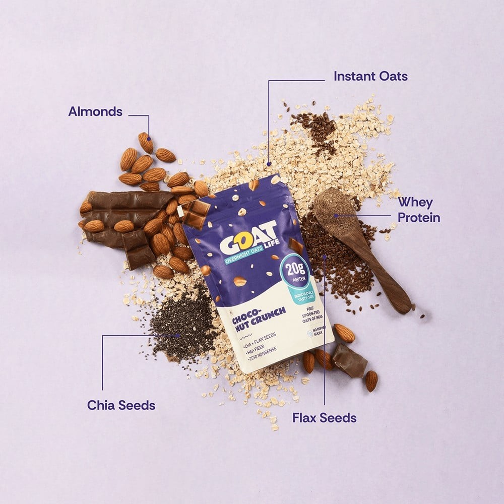 GOAT Life High Protein Overnight Instant Oats Choco-Nut Crunch - Pack of 2
