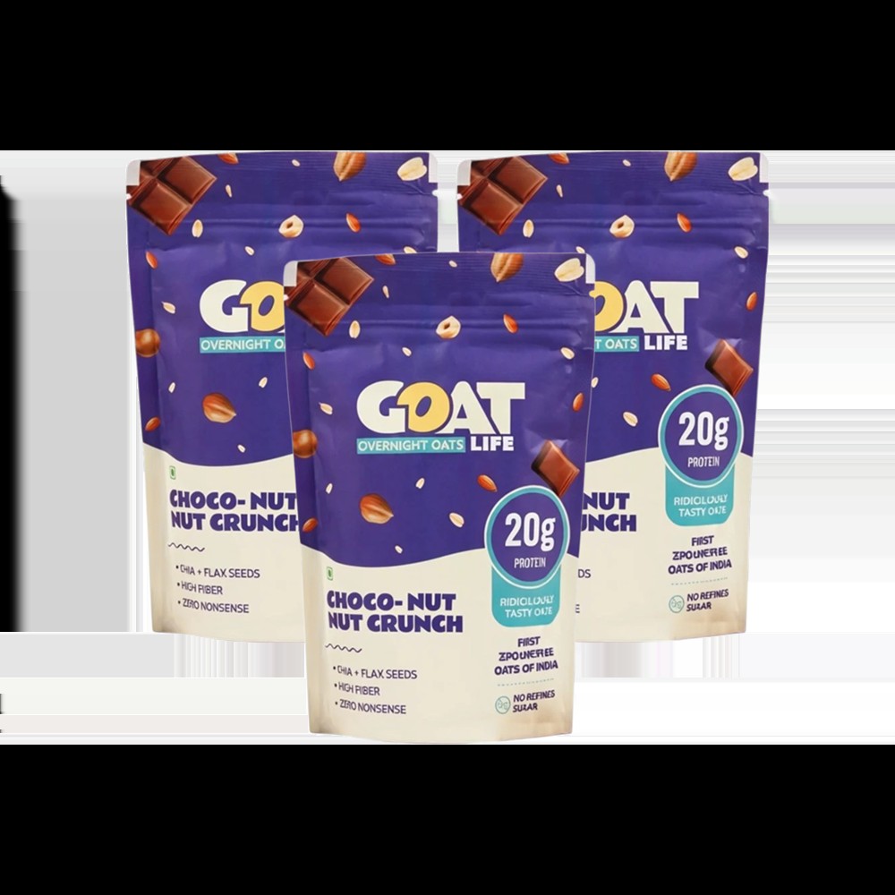 GOAT Life High Protein Overnight Instant Oats Choco-Nut Crunch - Pack of 3