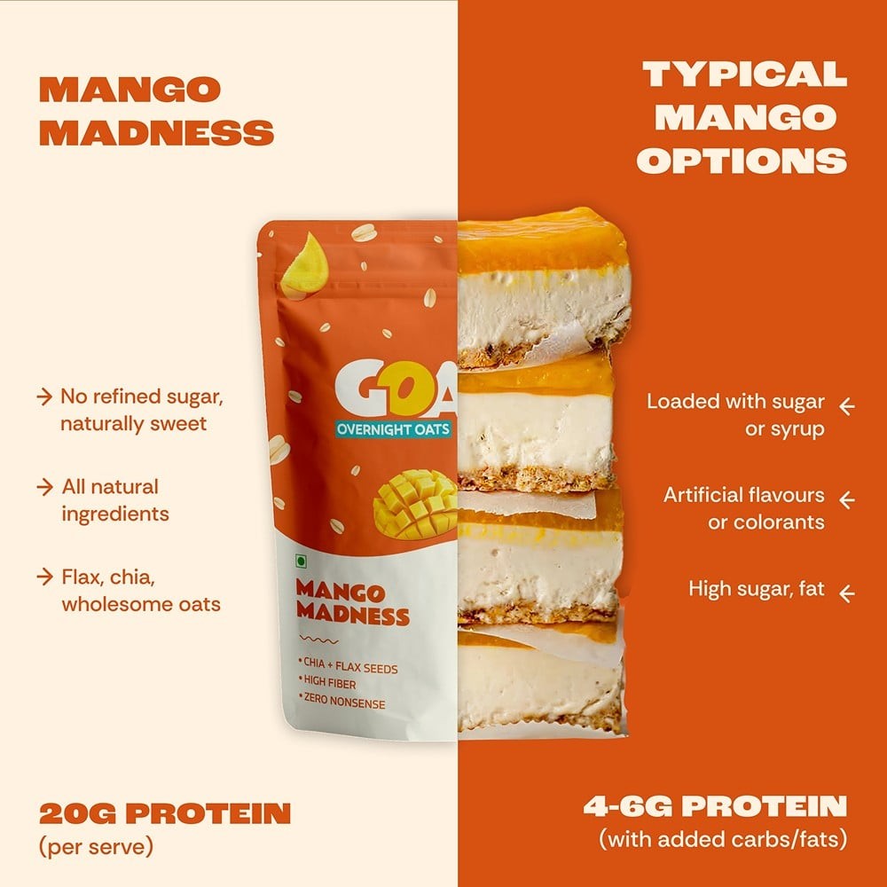 GOAT Life High Protein Overnight Instant Oats Mango Madness