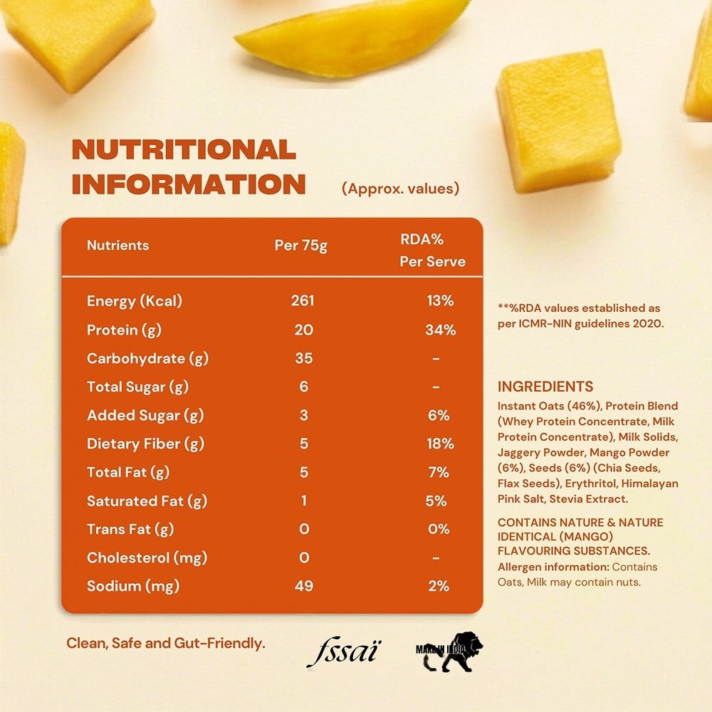GOAT Life High Protein Overnight Instant Oats Mango Madness