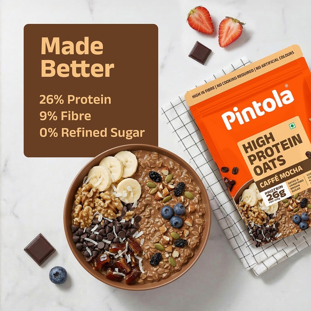 Pintola 26g High Protein Oats Caffè Mocha with Almonds & Raisin