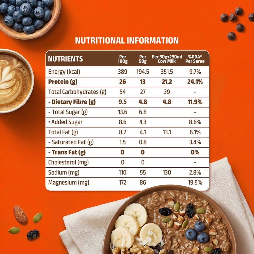 Pintola 26g High Protein Oats Caffe Mocha with Almonds & Raisins