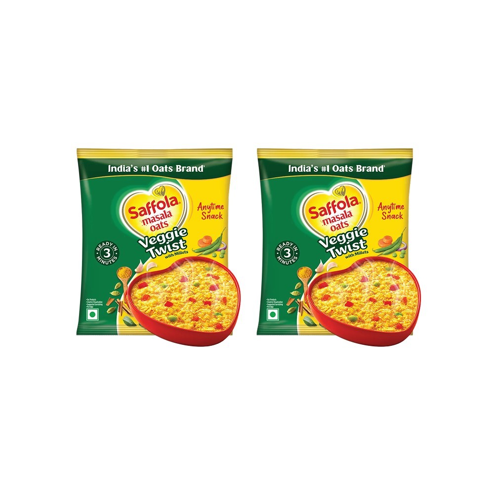 Saffola Masala Veggie Twist Oats - Pack of 2