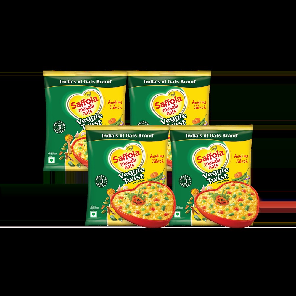 Saffola Masala Veggie Twist Oats - Pack of 4