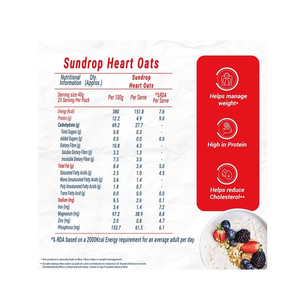 Sundrop Heart Plain Rolled Oats